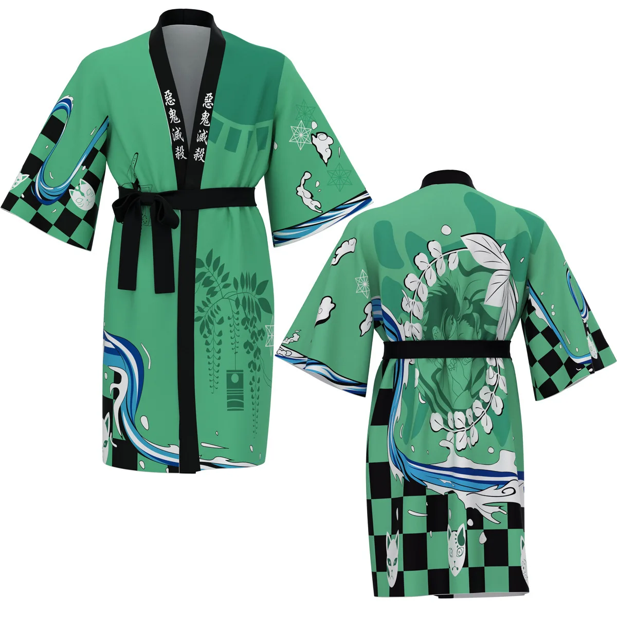 

Demon Slayer Anime Peripheral Haori Kimono Jacket Kilomon Tanjirou Set Bathrobe Two-Dimensional Cloak Pajamas