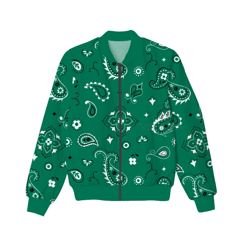 

New Fashion Bandana Graphic Spring Autumn Winter Hip Hop Casual Brand 3D Print Paisley Thin Jacket Polyester V15