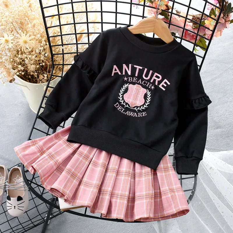 

Children Clothes Autumn Winter Baby Girls Clothes Set Tops+Plaid Skirt Tracksuit Suit Kids Clothes For Toddler Girl Outfits 7-8Y