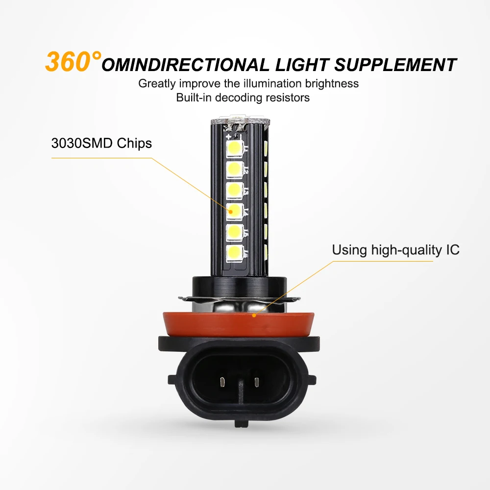 NLpearl 2x Автомобильная противотуманная фара H11 Светодиодная лампа желтый H9 H8 Led 9005 HB3 9006 HB4 H4 H7 Led H1 H3 H27 880 881 светодиодные противотуманные лампочки 3000K