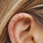 Серьги-клипсы женские, крестпараллельный золотые для ушей, имитация пирсинга, 1 шт.