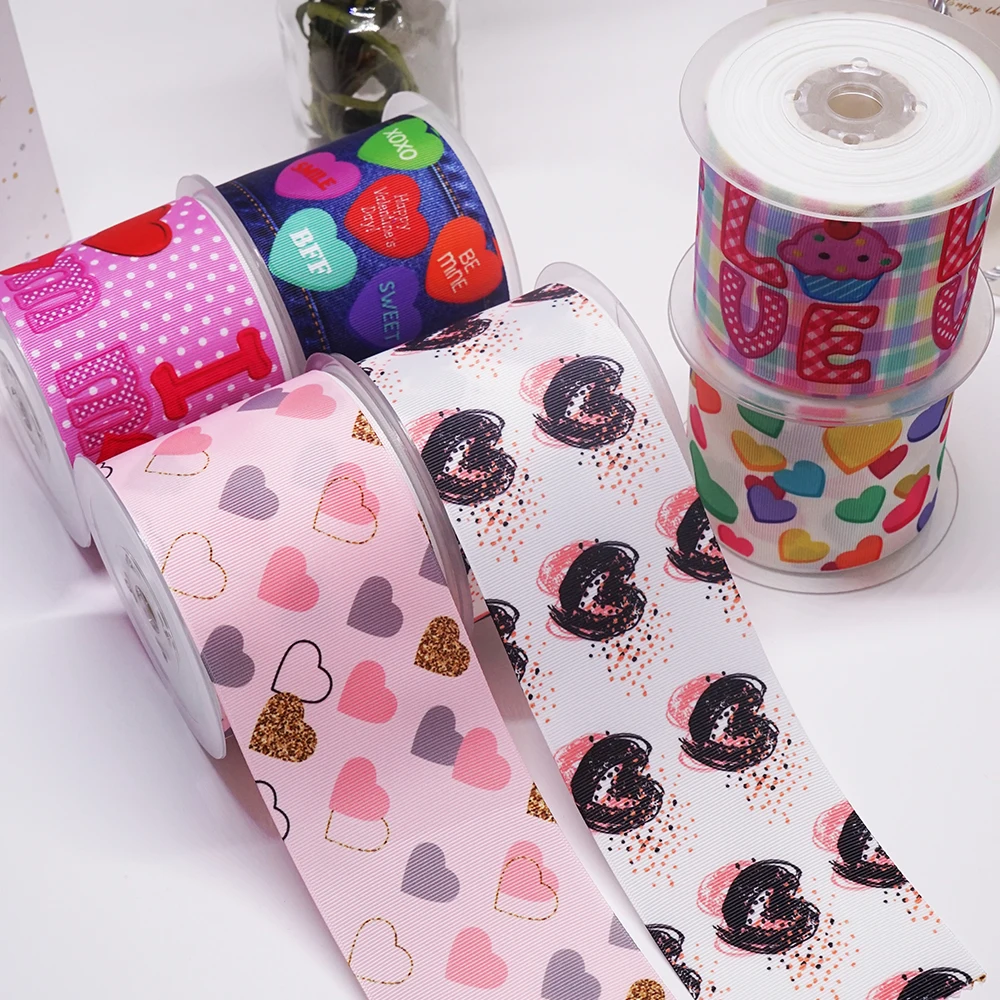 Free shipping 50 yard per size Valentine's day ribbon printed grosgrain 26194 | Дом и сад