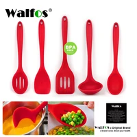walfos 5 pcs food grade non stick silicone cooking tools kitchen utensil set cooking spatula turner spoonula mixing spoon tools