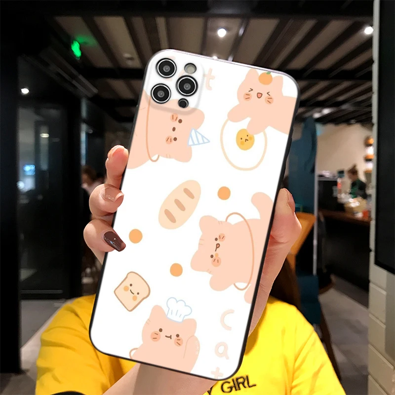

For iPhone Cute Baby Cat Print Soft Matt Apple Case 6 7 8 11 12 Plus Pro X XR MAX 2021 Cover