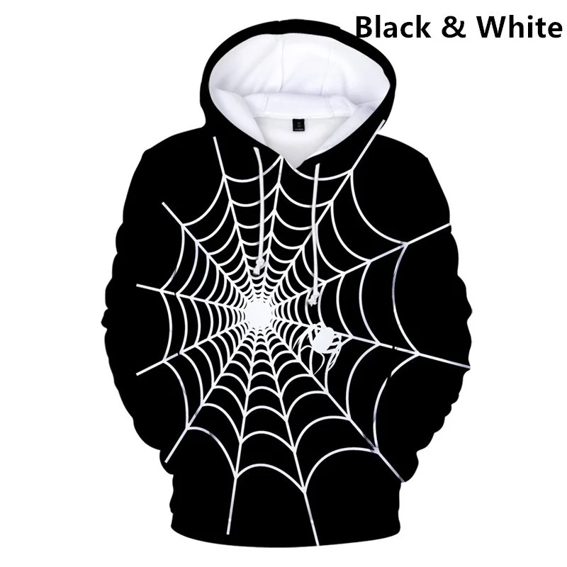 Забавный в виде скелета на Хэллоуин толстовки Spiderweb паутины пуловер Панк готика для мужчин и женщин зима осень костюм с черепами толстовки