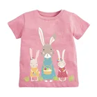 Little MavenДля девочек розовая футболка с тремя женские зимние домашние тапочки с милыми кроличьими милая детская одежда для малышей, для детей возрастом от 2 до 7 лет