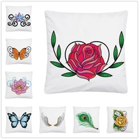 beautiful floral butterfly wings pattern soft short plush cushion cover pillow case for home sofa car decor pillowcase45x45cm