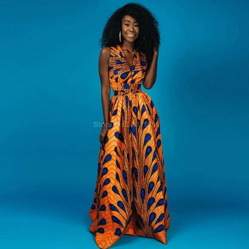 

Summer African Dresses for Women Fashion Ankara Robes Floral Print Party Evening Long Dress Bazin Riche Vestidos Dashiki Clothes