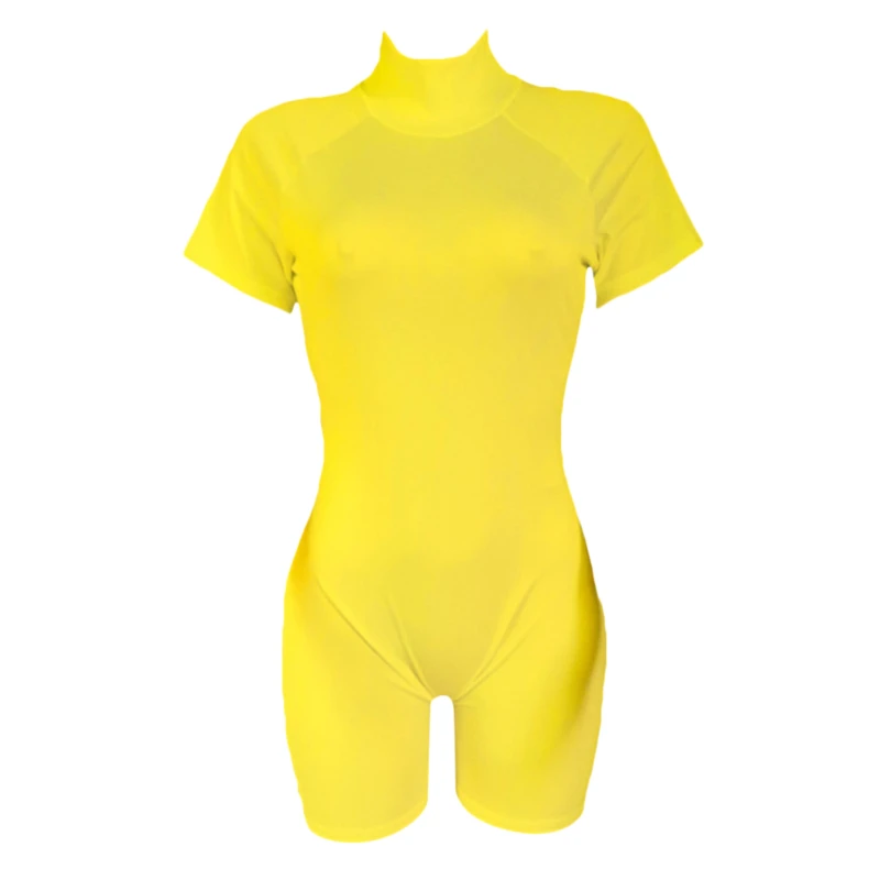 Женская уличная одежда для фитнеса неоновое боди с ложным воротником и коротким