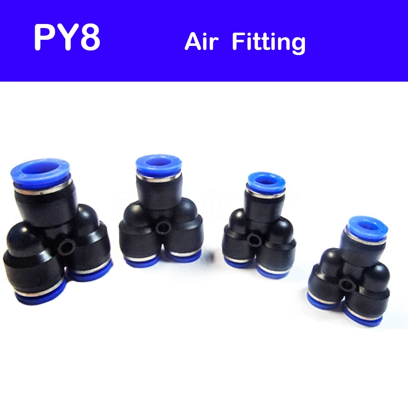 

HIGH QUALITY PY8 30Pcs PY8 Air Pneumatic 8mm to 8mm Y Shaped Push in Connectors Quick Fittings