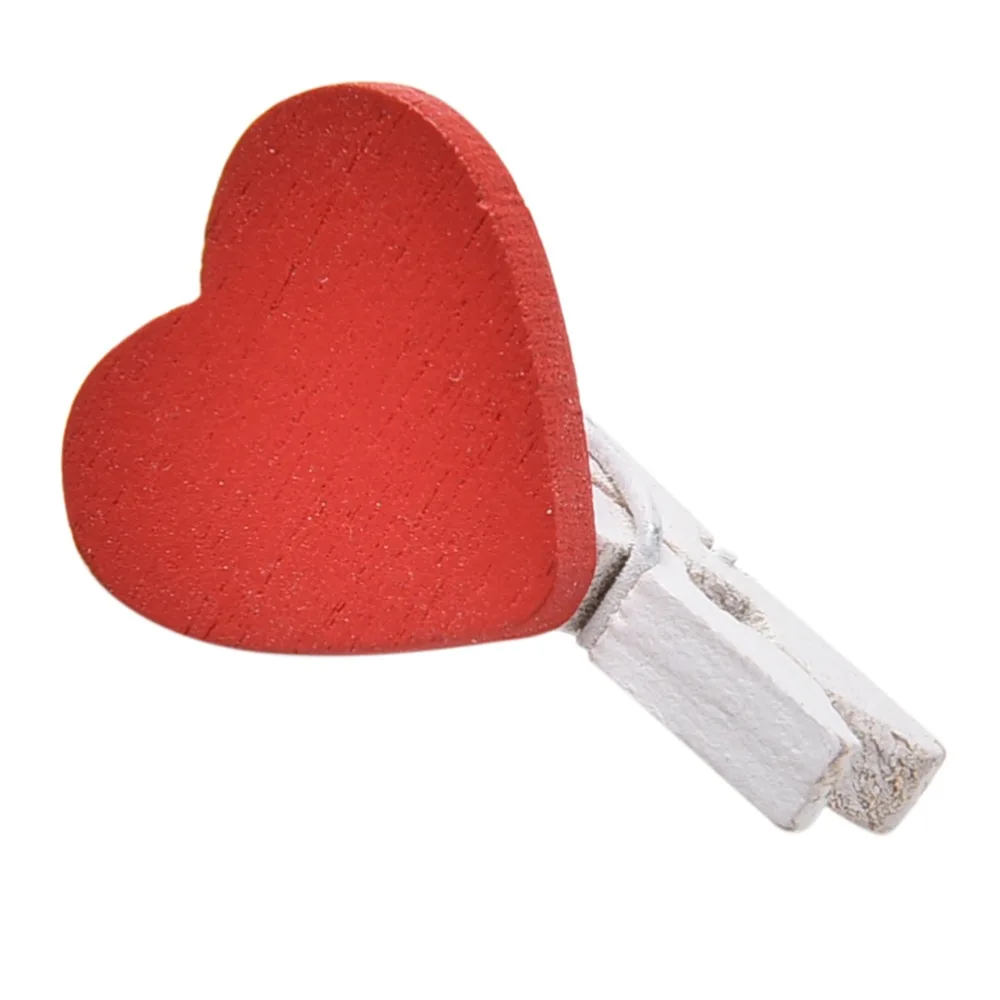 

Wholesale 20PCS School Office Accessories Cute Mini Red Lover Heart Shaped Wooden Clips Memo Clip for Kids Gift