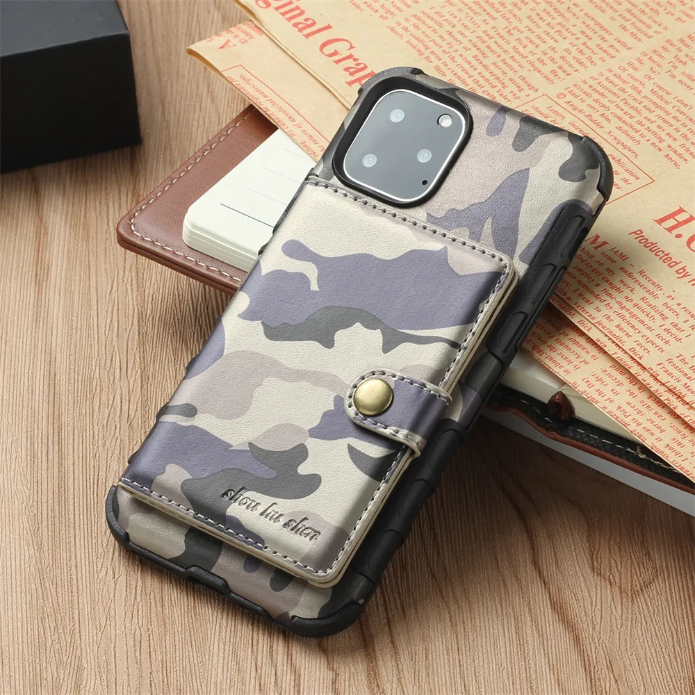 Камуфляжный чехол-кошелек для iPhone 11 Pro Max, чехол-кошелек с несколькими картами, ТПУ+ искусственная кожа, Чехол для карт iPhone 11