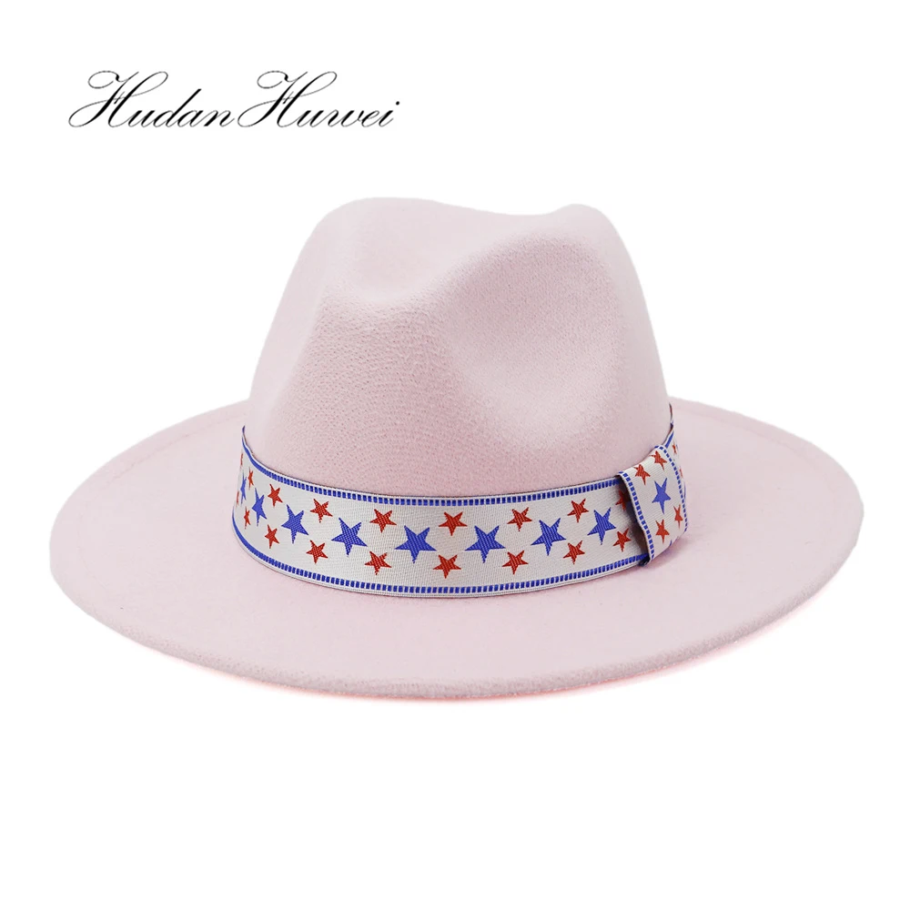 

Негабаритных широкополых шерстяных фетровых джазовых фетровых шляп с широкой пряжкой ремня элегантные мужские и женские панамские шляпы Т...