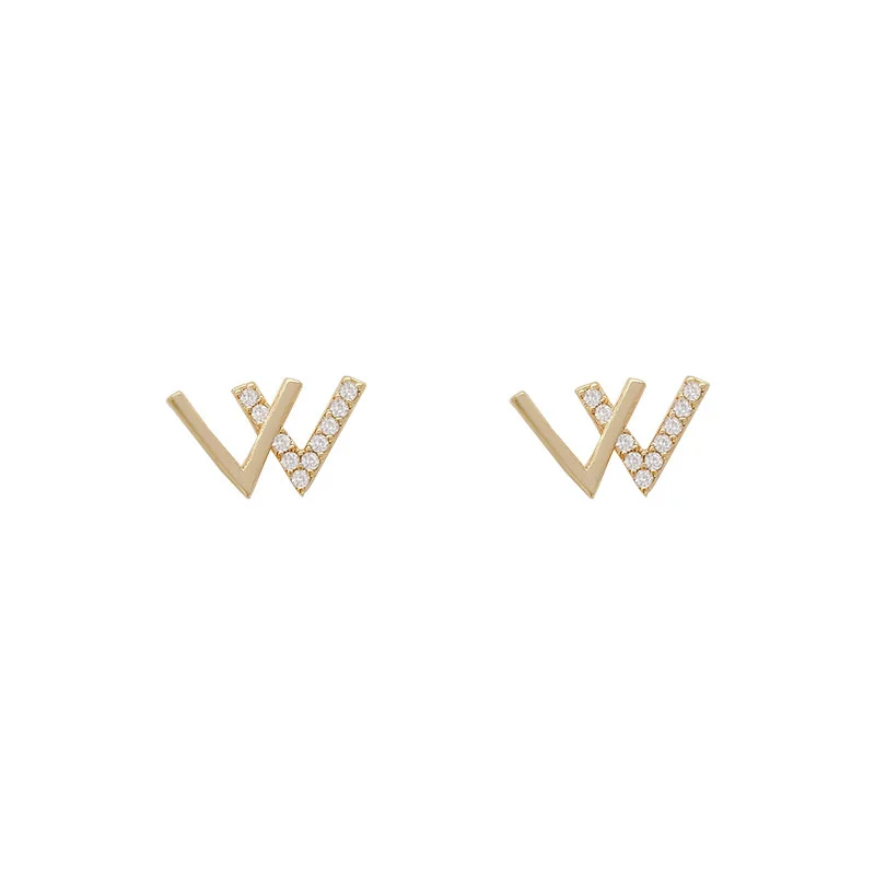 

Simple Women Zircon Letter New 2021 Office Hot Sale Earring for Women Luxurious Bridal Wedding