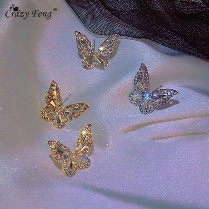 Серьги-подвески женские Crazy Feng с кристаллами и фианитами длинные ювелирные
