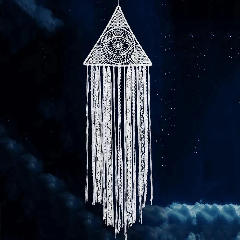 

1 Pcs White Dreamcatcher with Eye Bohemian Wall Hanging & 1 Pcs Wall Hanging Decor Boho Handmade Woven Tassel Tapestry