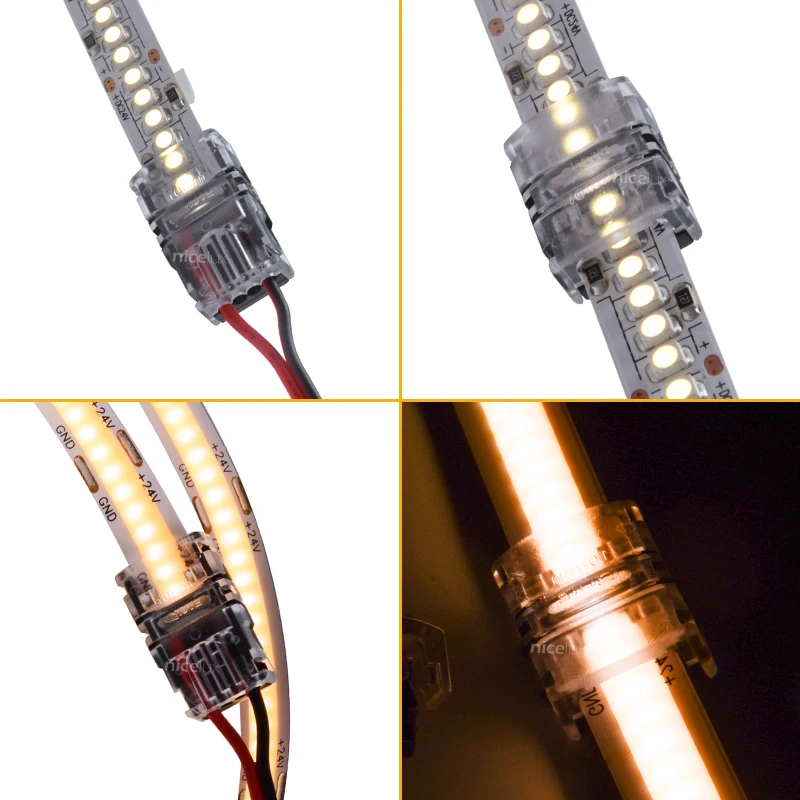 5 шт. двухконтактный разъем для светодиодной ленты 12 В в 24 10 мм/12 мм Одноцветный IP20