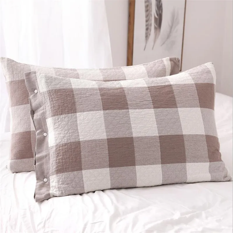 

One Pair Cotton Pillowcases Students Gauzed Cotton Pillow Case With Button 2 Pieces Pillow Cases 50*80cm
