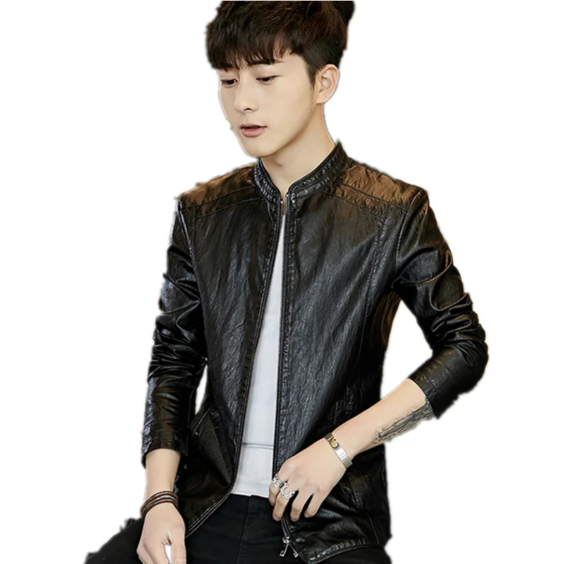 

Новинка Осень 2021 Корейская версия приталенных мужских курток мужские кожаные куртки и пальто