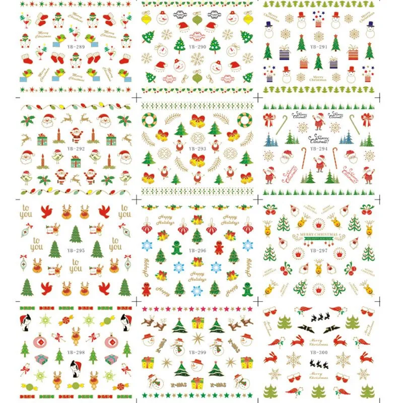 Горячие 3D Santas/Снеговики/снежинки дизайн ногтей наклейки для рождественских