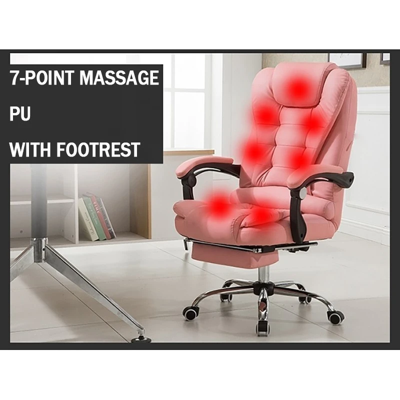 Pink 7 with footrest Высокое качество H808-5 Boss Poltrona Esports офисное кресло эргономичное Синтетическая кожа может лежать массаж офисная мебель - Цвет: Pink 7 with footrest