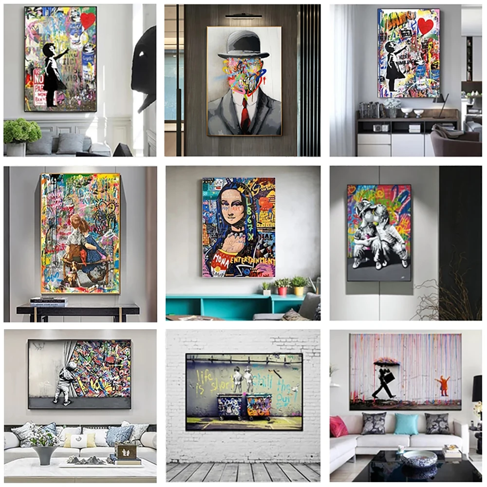 

Граффити искусство Бэнкси Холст Живопись улица художественные плакаты и принты «Жизнь короткий охлаждение утка» стена холст искусство дом...