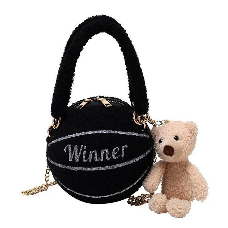 

Hot Winter Handbags For Women 2020 Designer Luxury Trendy Basketball Purse Fashion Small Velvet Bags Fluffy Crossbody Tote Bag