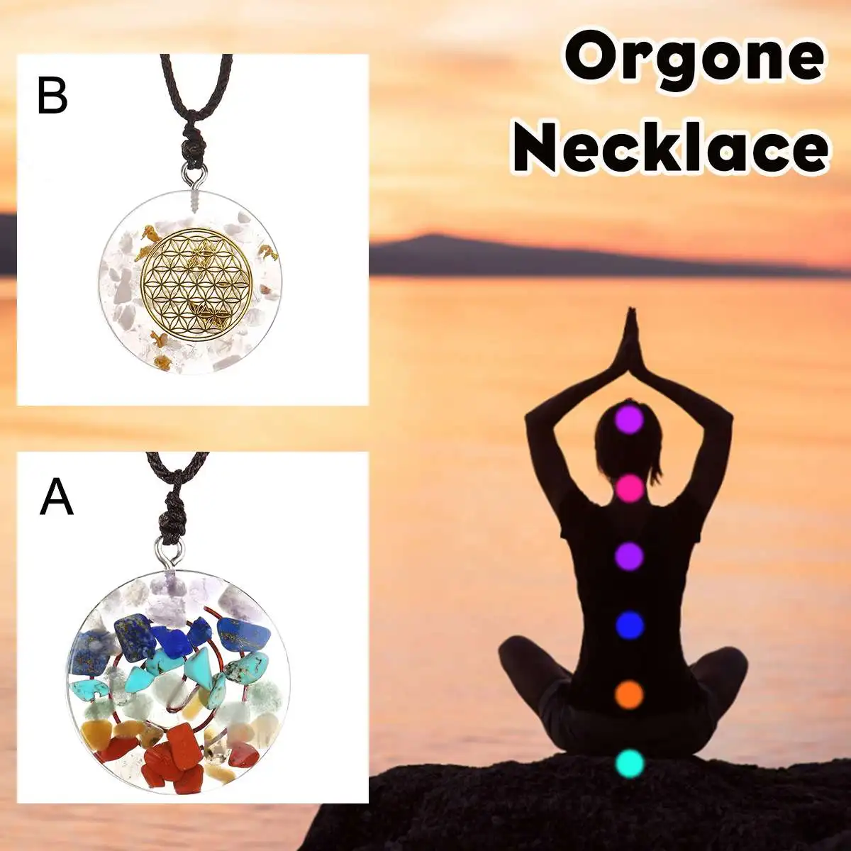 Aura Orgone ожерелье со стразами Orgone конвертер энергии камень душа, который изменяет магнитное поле жизни ожерелье из смолы