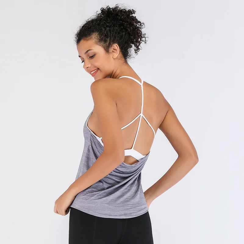 

Sleeveless Women Sports Vest Top Casual Loose Nylon Sling Breathable Workout Bra Fitness Clothes Yoga Clothes Sportswear 2021