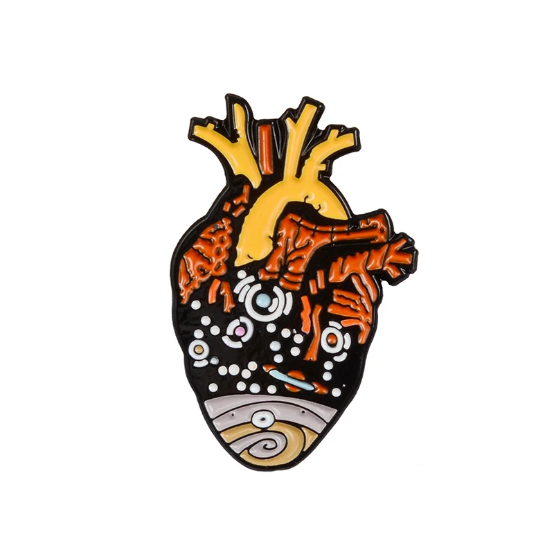 Heart 4 Эмалированные булавки на половину мозга и сердца, анатомия, медицинские броши, реалистичные, бьющееся сердце, мышление, голова на лацкане, значки, ужасы, ювелирные изделия - Окраска металла: Heart 4