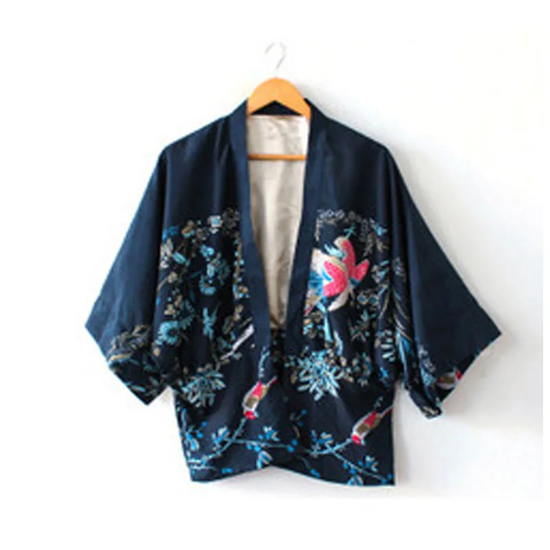 Color3 Весенний женский кардиган в японском стиле Haori, шифоновая куртка с принтом, кимоно Yukata, верхняя одежда, пляжная одежда - Цвет: Color3