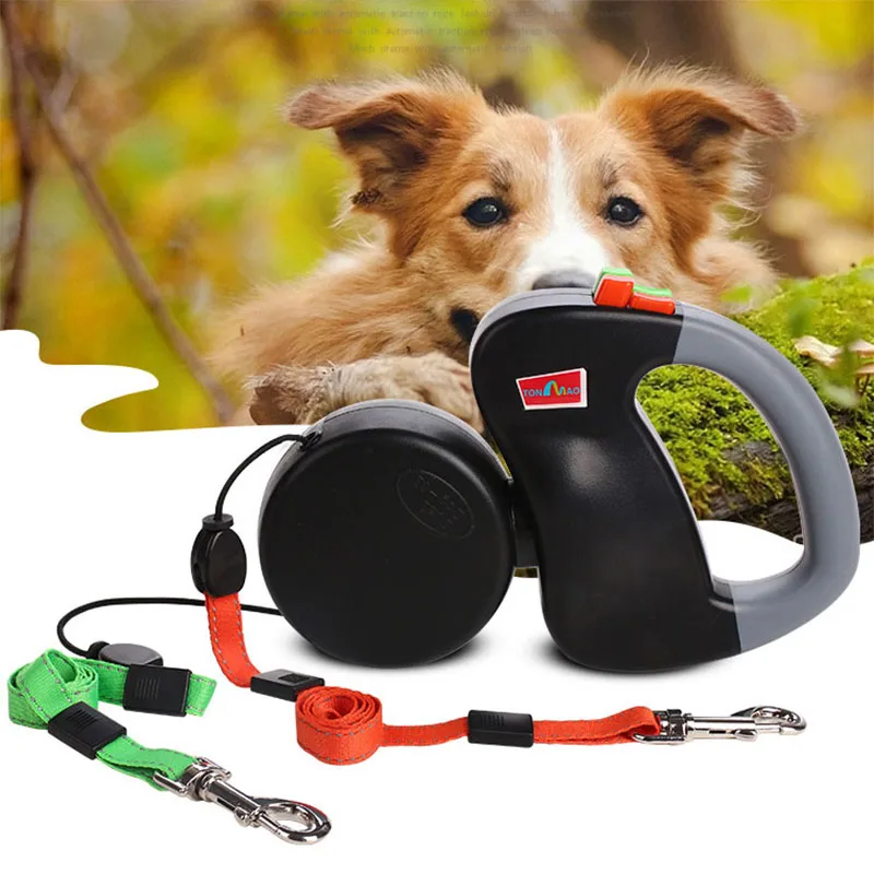 

Retractable Lead Leash Double Tangle Dual Doggie 2 Dog 50 Pounds For Dog 2 Way