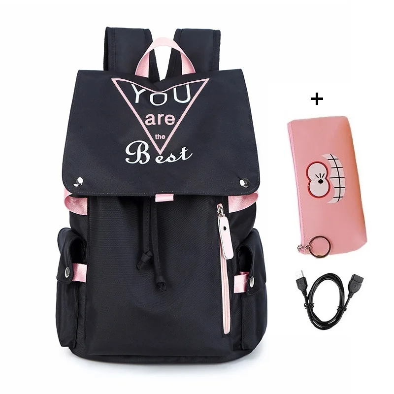 

Женский рюкзак, Корейская школьная сумка, Женская дорожная сумка с принтом для студентов университета, Вместительная женская сумка для ком...