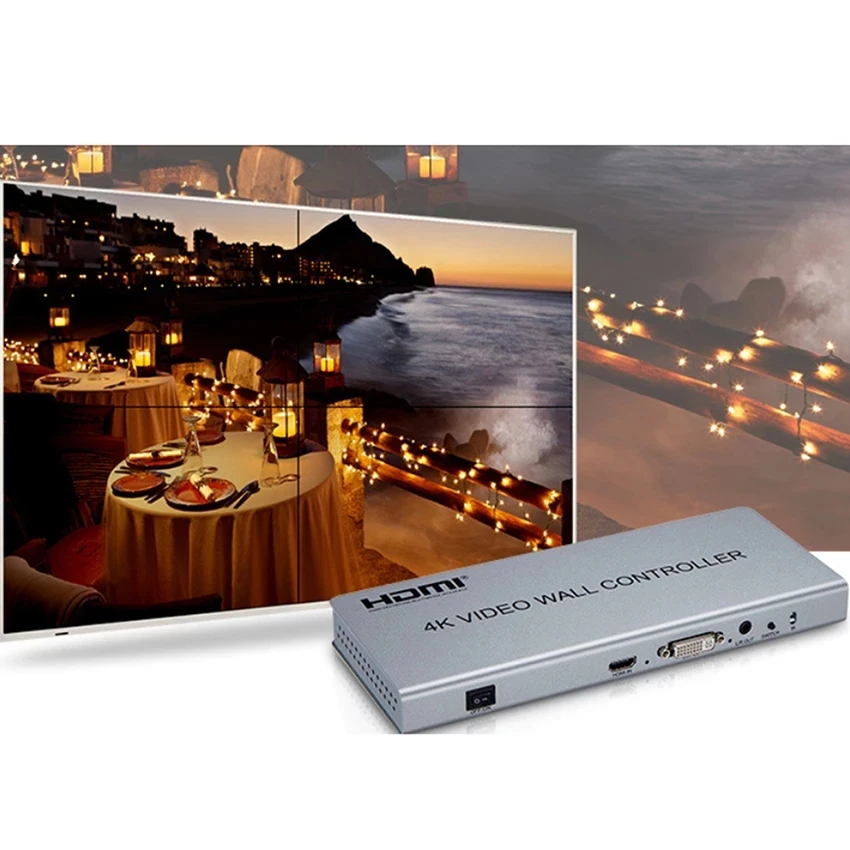 

Controlador de Video Wall 2x2 1 HDMI/ Saida HDMI DVI Input 4 4 K TV Processador de Imagens de Costura 4 TV Mostra Uma Tela Splic