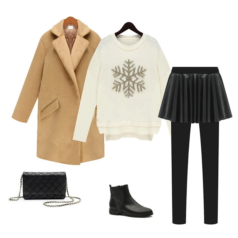 

New Winter Autumn Women's Leggings Elastic Skirt Slim Fit Slimming Faux Leather Women's All-match Pants Fashion Trousers