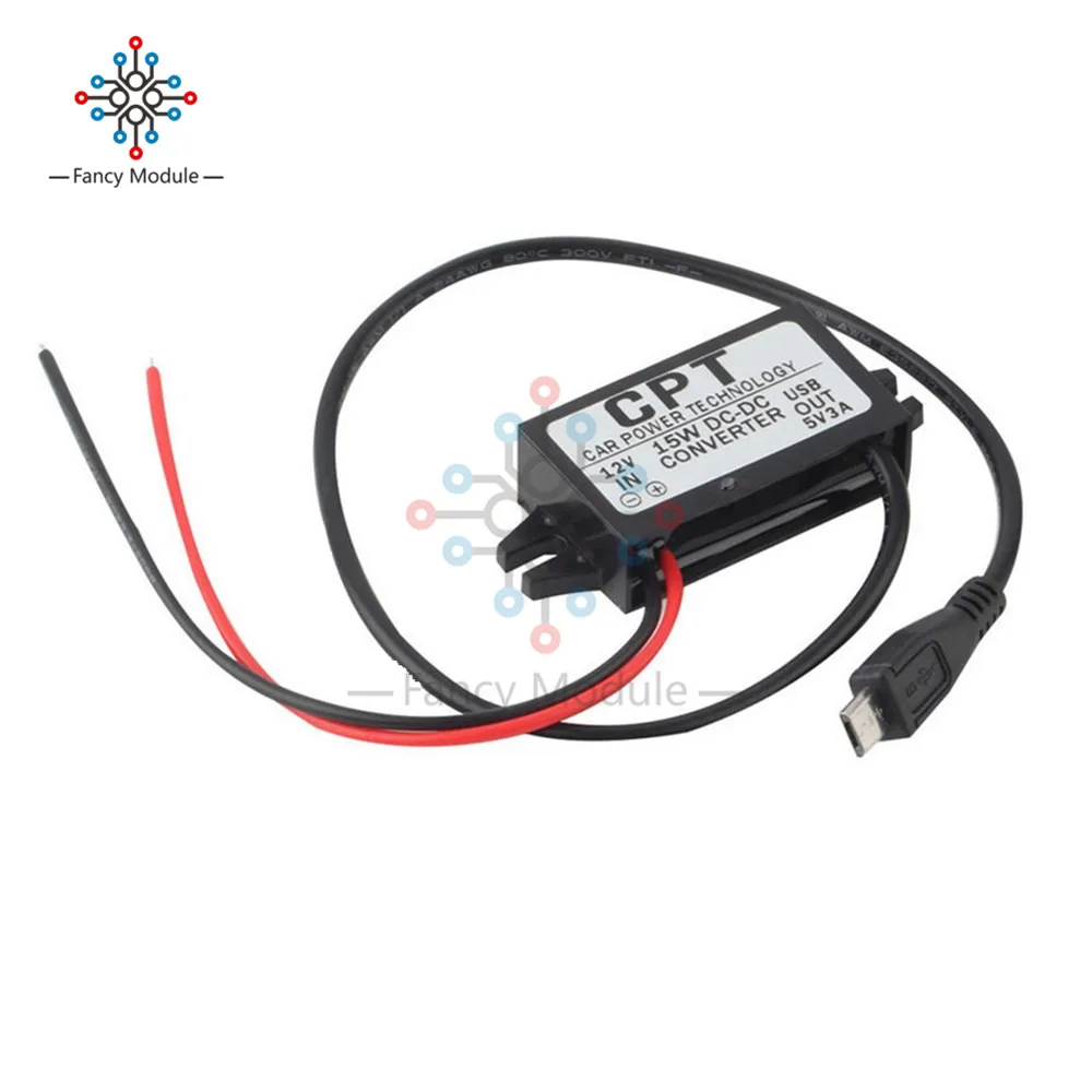 DC-DC автомобильный преобразователь питания 12 В в 5 3 А 15 Вт модуль Micro USB понижающий