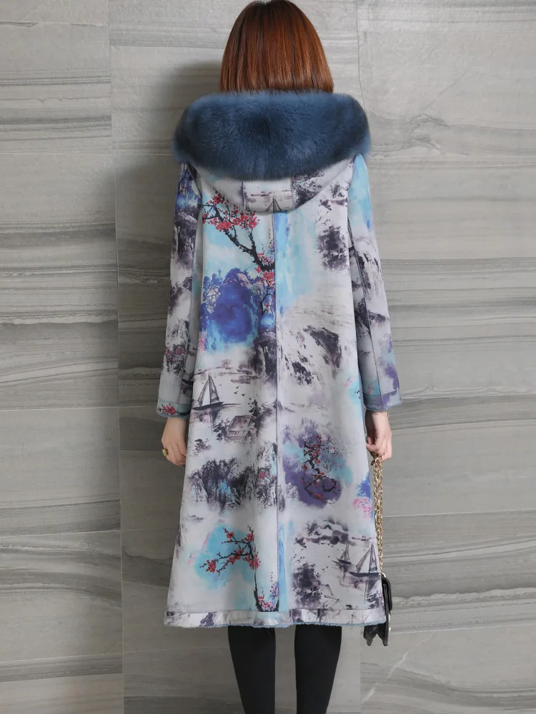 Пальто из натурального меха с капюшоном лисьего куртка 100% шерсти Корейская
