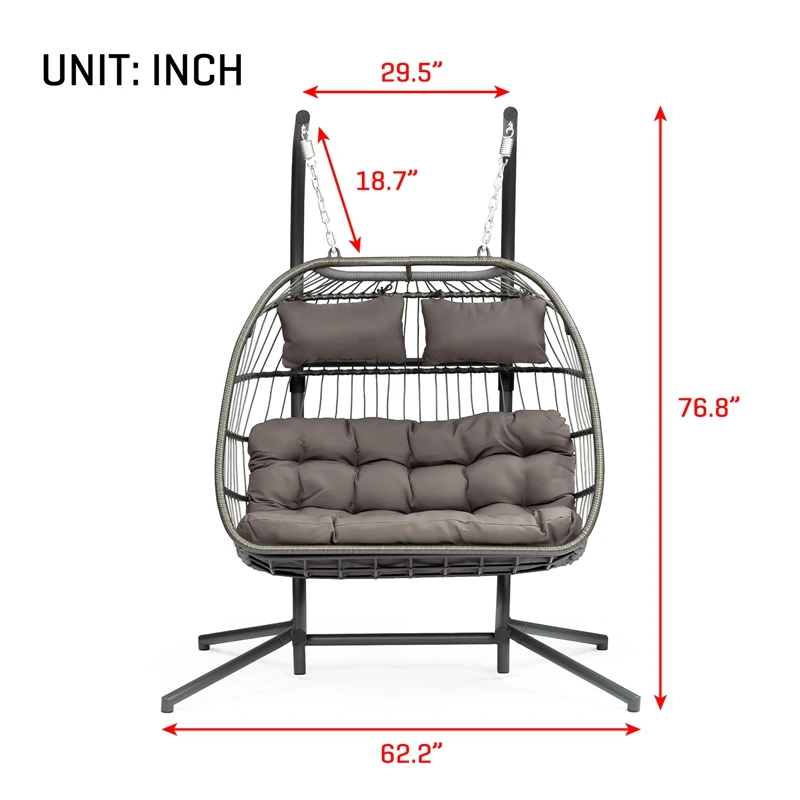 

Luxury 2 Person X-Large Double Swing Chair Wicker Hanging Egg Chair
