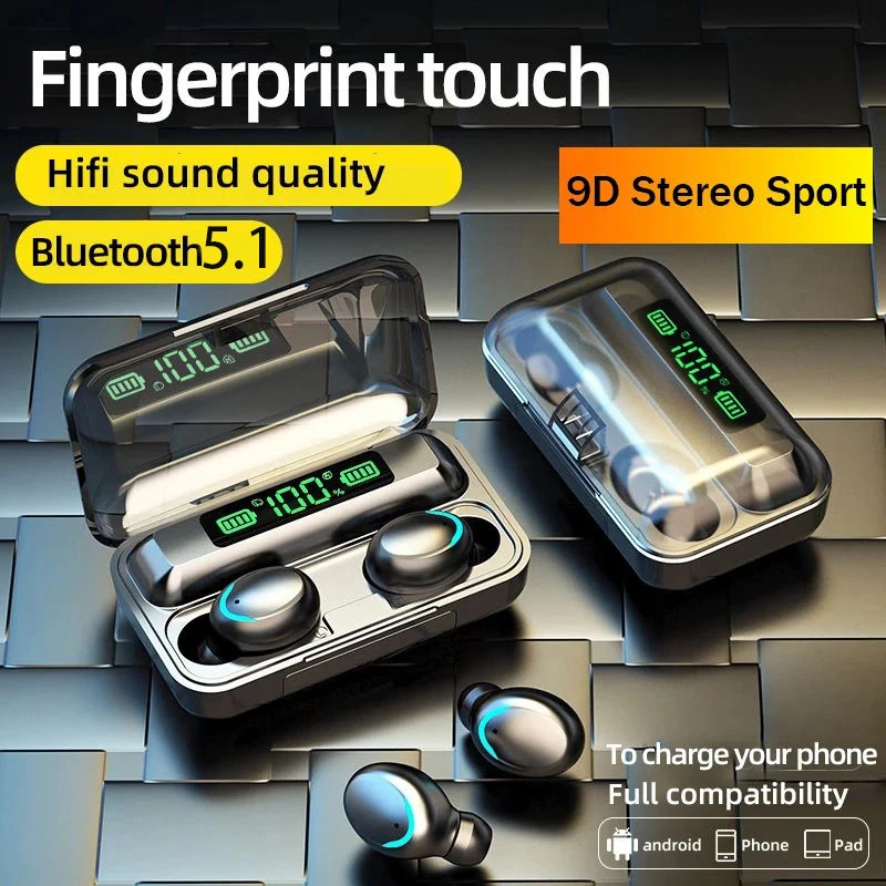 TWS стереонаушники с зарядным футляром и поддержкой Bluetooth 5 1 2200 мА · ч|Наушники
