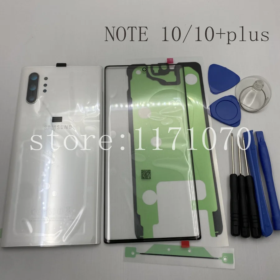 

Original Samsung Galaxy NOTE 10 N970 PLUS N975 Battery Back Cover Glass Door Housing+LCD Front Touch Screen Glass Lens+Tools