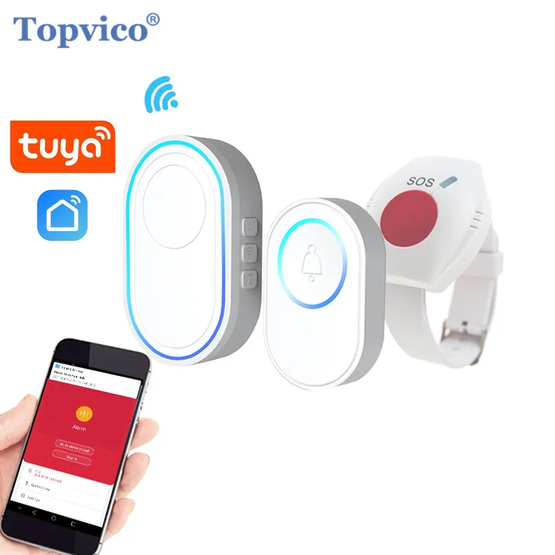 

Topvico Tuya дверной звонок, Wi-Fi, SOS, для домашних животных, датчик движения, детектор, сделай сам, сигнализация, кнопка паники, Аварийная сигнализа...