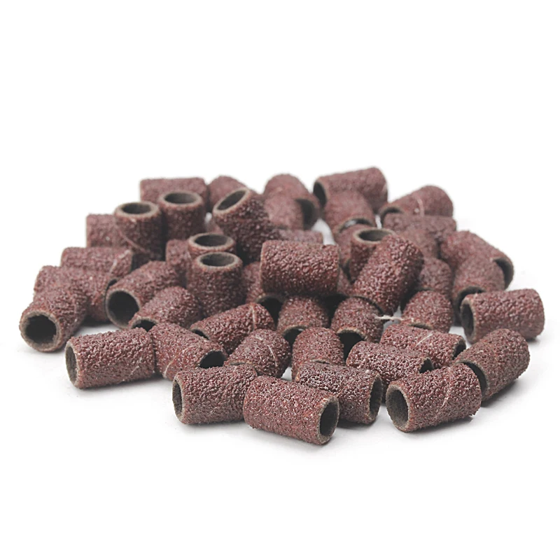 

100 Pcs 1/2" and 1/4" Sanding Band Sleeves Drum Kit Sandpaper Rubber 2 Mandrels G32C