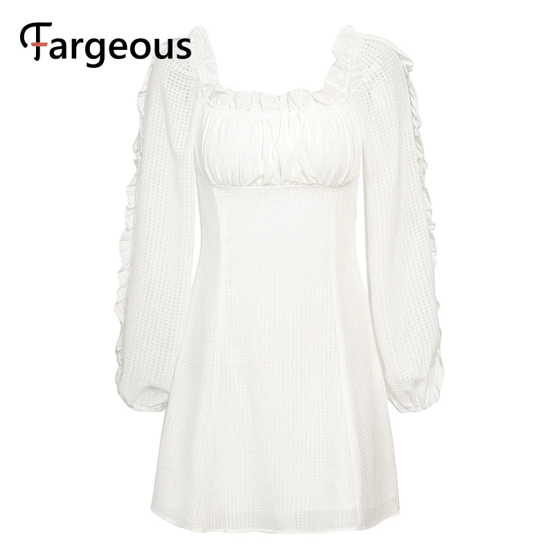 Женское платье с рукавами фонариками Fargeous Осеннее винтажное открытыми плечами