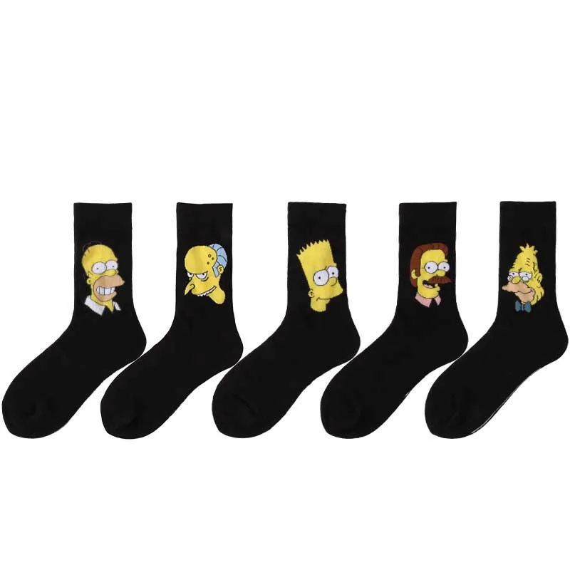 5 пар/упак. японском в духе колледжа милые хлопковые личность Симпсон пара носки