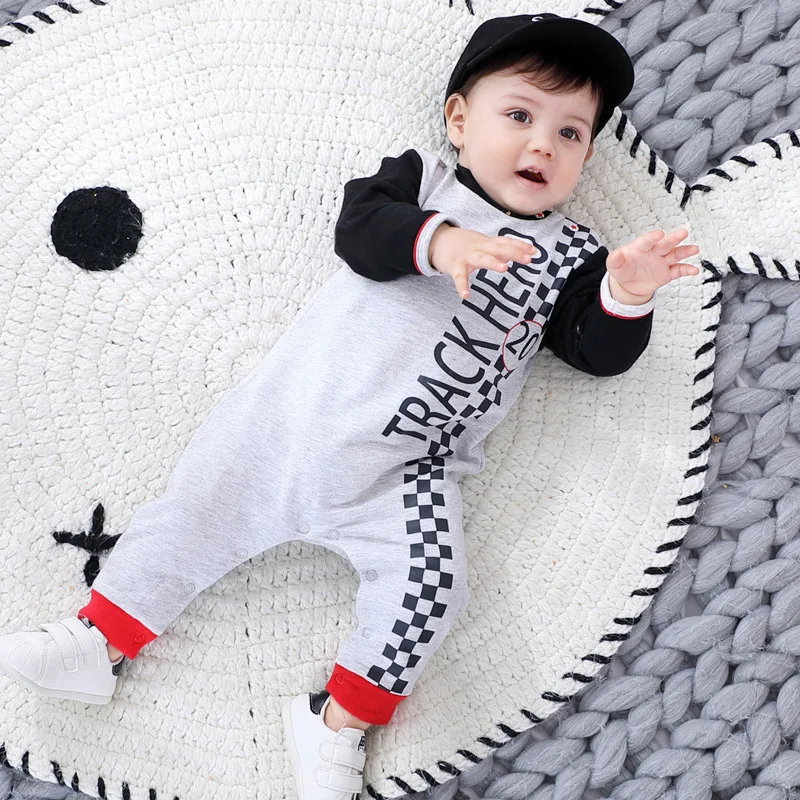 

3-24M Baby Boys Racer Jumpsuit Spring and Autumn Infant Fashion Cotton Romper Child Long Sleeve Hedging Outing Clothes