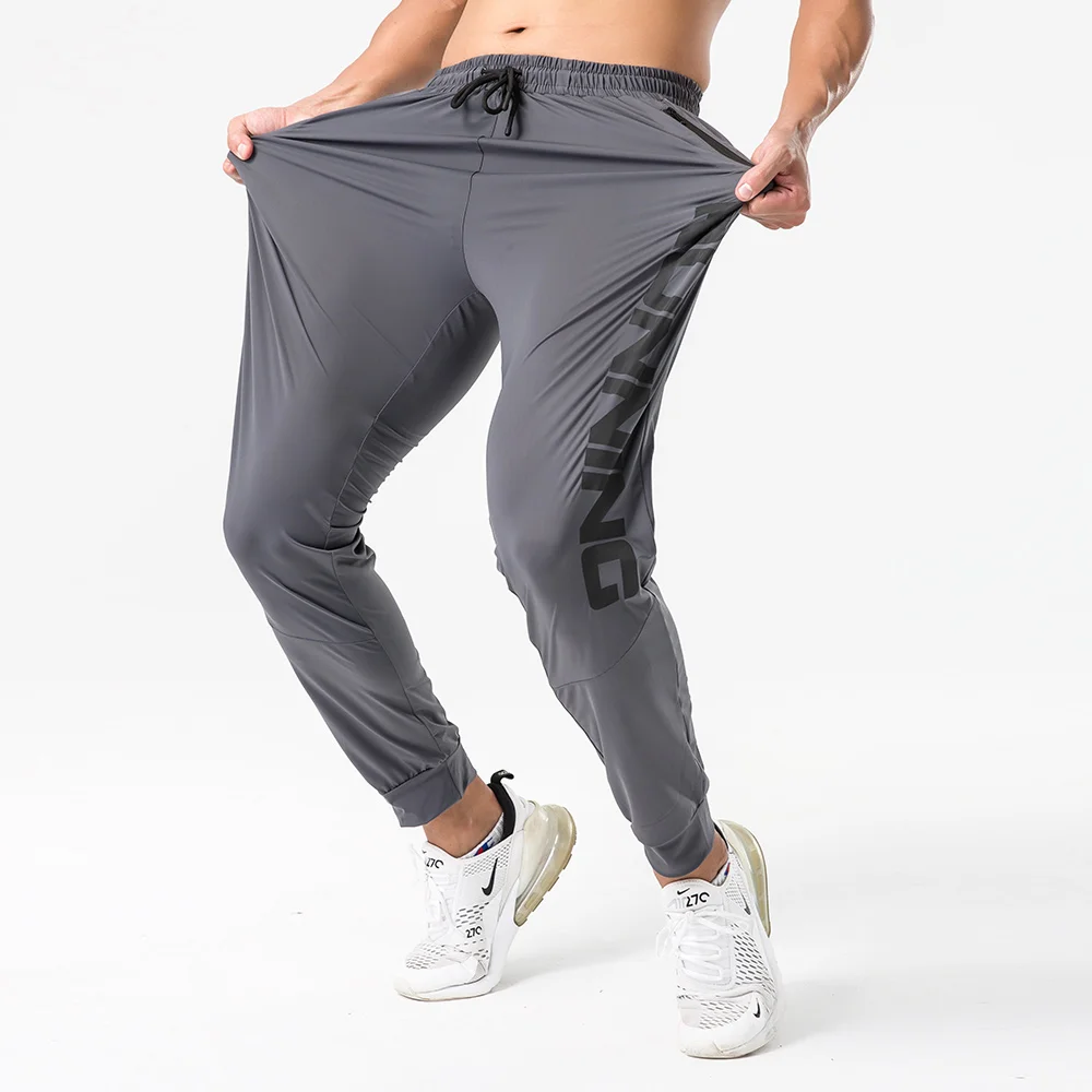 Fitness Quick-Dry Ice Silk Sweatpants Male Pants Bodybuilding Sports Trousers Gym Breathable Jogging Men Training | Спорт и
