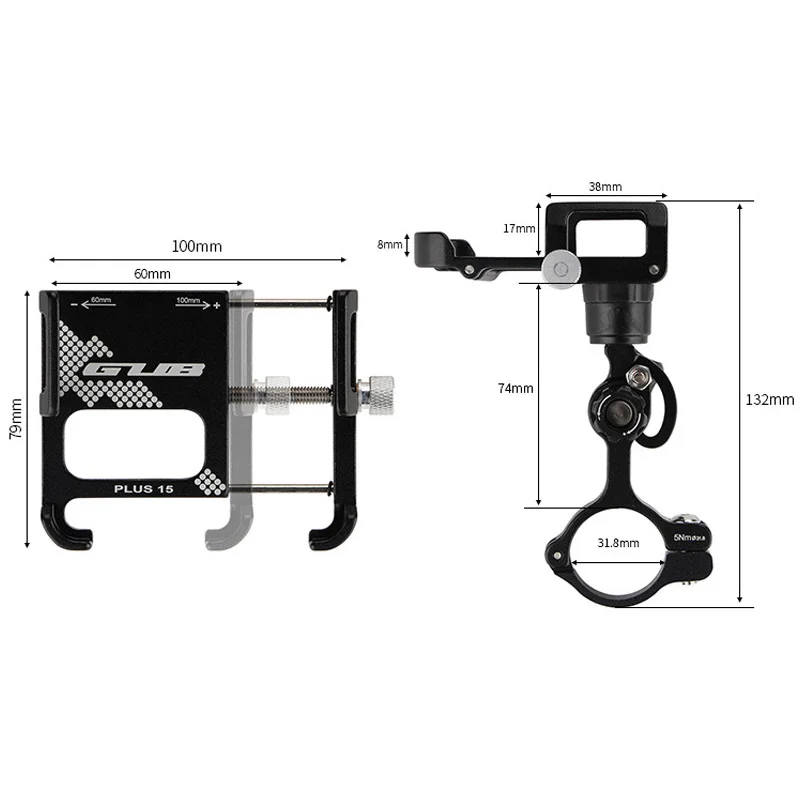 gub plus 15 bike phone holder black aluminum alloy 60 100mm wide bicycle handlebar mount rotate navigation rack bike accessories free global shipping