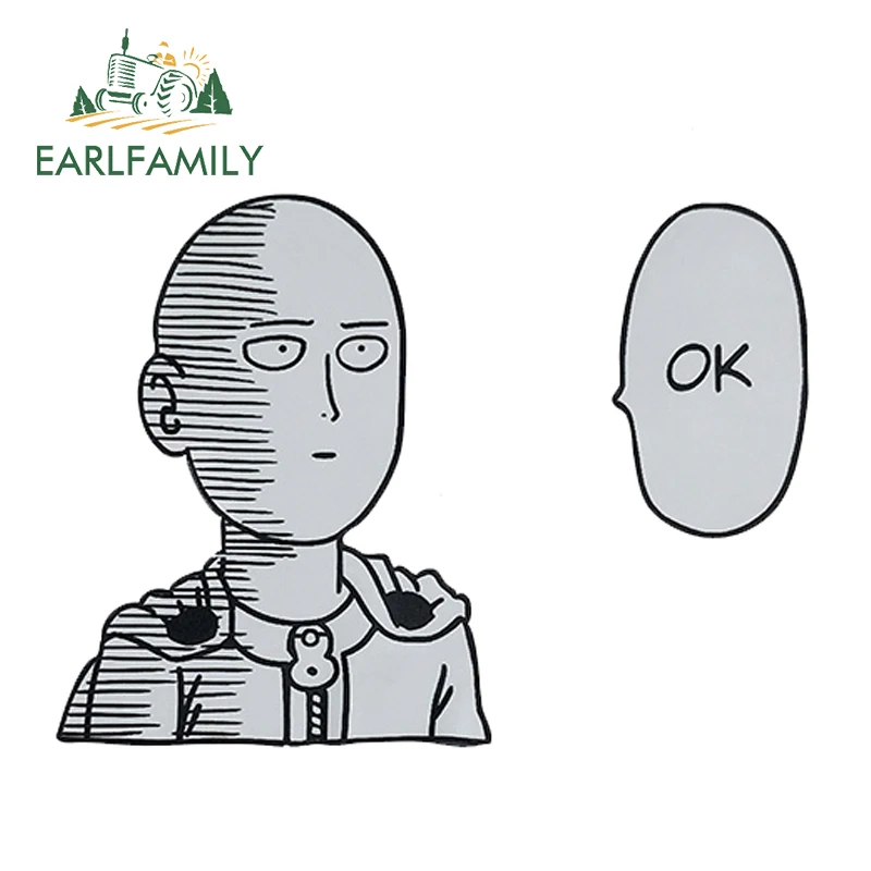 

EARLFAMILY 13cm For One Punch Man Saitama OK Sticker Car Bumper Decal JTR Waterproof Car Stickers Reflective Cartoon Anime