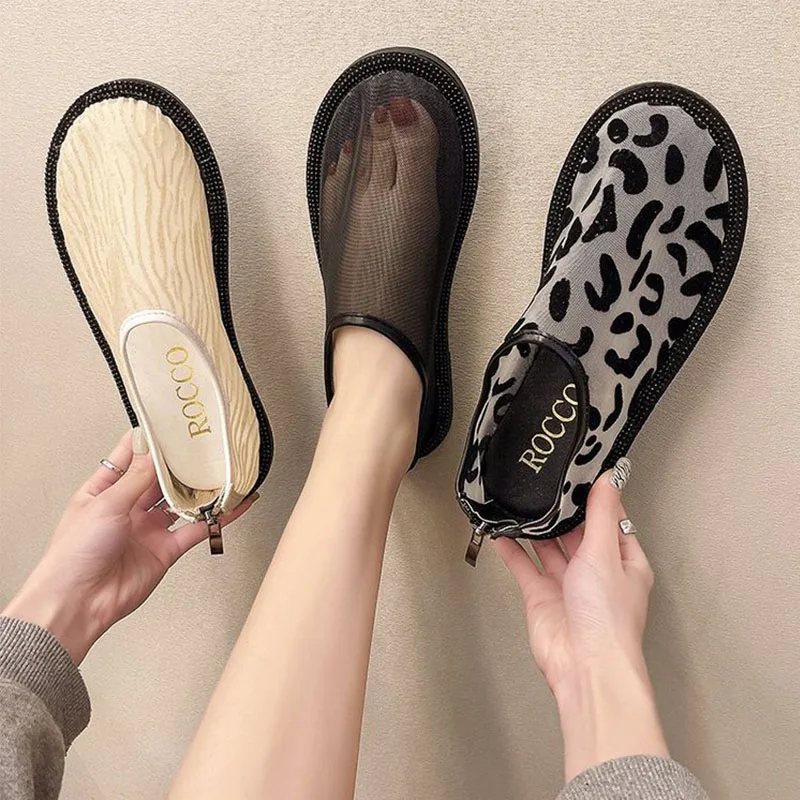 Gioio Spring 2021 flat loafer single shoe one foot muller shoes High Quality Ladies Black Sexy Leopard print fabric Footwear
