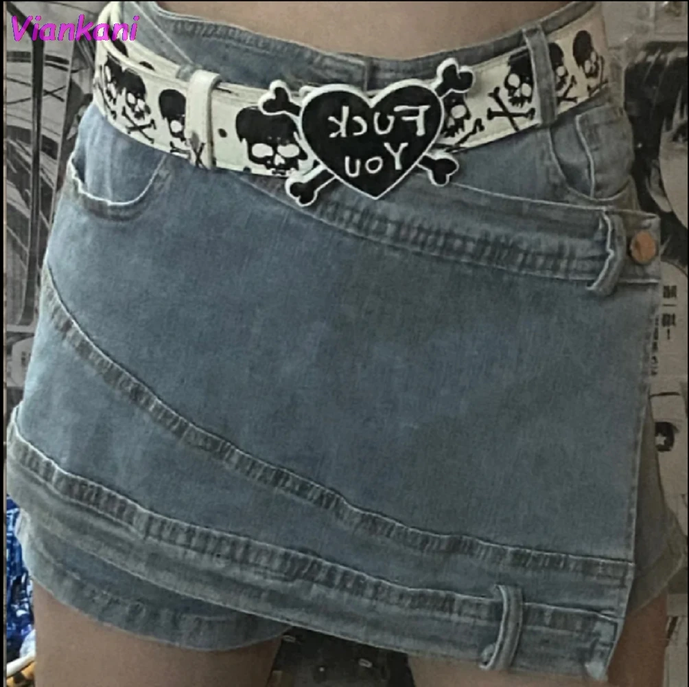 

Summer High Stretch Mini Denim Short Skirt High Waist Plus Size Office Sexy Casual Skirts 2021 Korean New Harajuku Punk Bottoms